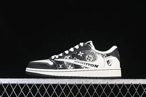 All categories Air Jordan Jordan series basketball shoes Air Jordan 1 Low High-end customized low-top sneakers Travis Scott x Fragment Design x Air Jordan 1 Low OG SP AJ1 Joe 1 LV joint black and white denim low-top cultural casual sneakers SC0601-052
